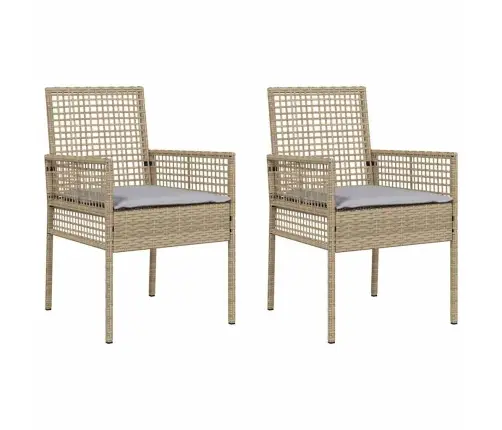 Dārza Krēsli 2 Gab. Ar Spilveniem Bēšs Poliratans Vidaxl