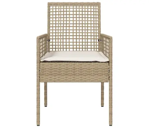 Dārza Krēsli 2 Gab. Ar Spilveniem Bēšs Poli Rotangpalma Vidaxl