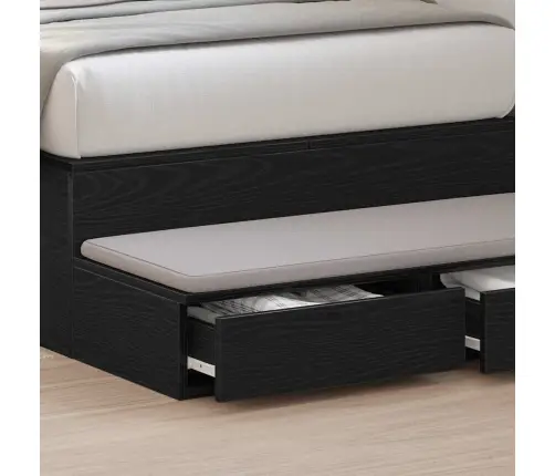 Voodisahtlid Sahtliga Must Tamm 100 X 36,5 X 16,5 Cm Tehispuit