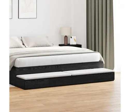 Gultas Atvilktnes Melna 200X36,5X16,5 Cm Inženierijas Koks Vidaxl