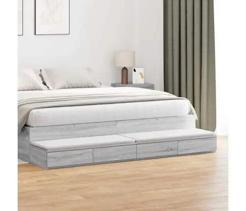 Gultas Atvilktnes Pelēks Sonoma 200X36,5X16,5 Cm Inženierētā Koka Vidaxl
