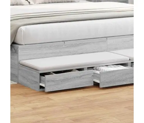 Gultas Atvilktnes Pelēks Sonoma 200X36,5X16,5 Cm Inženierētā Koka Vidaxl