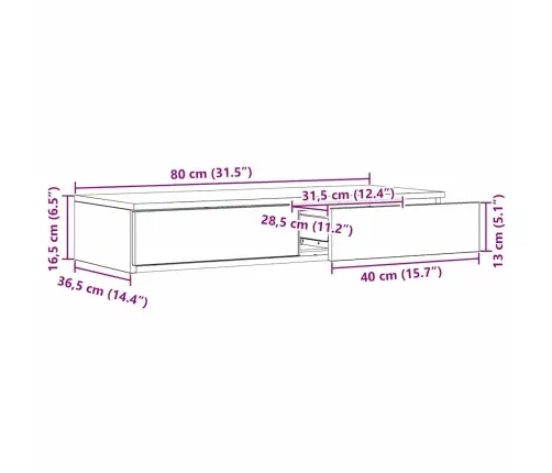 Gultas Atvilktnes Vecs Koks 80X36,5X16,5 Cm Inženierijas Koks Vidaxl