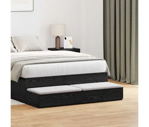 Lovos Stalčiai Su Stalčių Juoda Ąžuolo 120 X 36.5 X 16.5 Cm Lovos Stalčiai Su Stalčių Juoda Ąžuolo 120 X 36.5 X 16.5 Cm