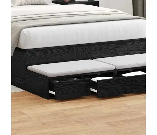 Lovos Stalčiai Su Stalčių Juoda Ąžuolo 120 X 36.5 X 16.5 Cm Lovos Stalčiai Su Stalčių Juoda Ąžuolo 120 X 36.5 X 16.5 Cm