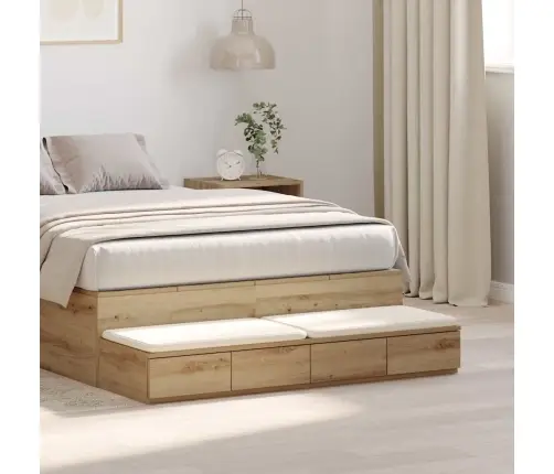 Gultas Atvilktnes Amatnieku Ozols 120X36,5X16,5 Cm Inženierijas Koks Vidaxl