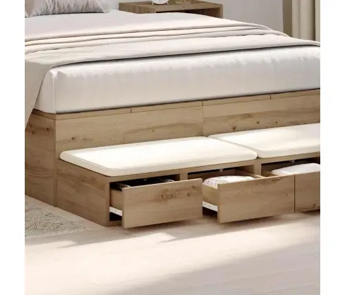 Gultas Atvilktnes Amatnieku Ozols 120X36,5X16,5 Cm Inženierijas Koks Vidaxl