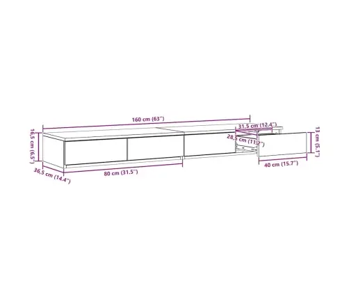 Gultas Atvilktnes Baltā Krāsā 160X36.5X16.5 Cm Izgatavotas No Inženieru Koka Vidaxl