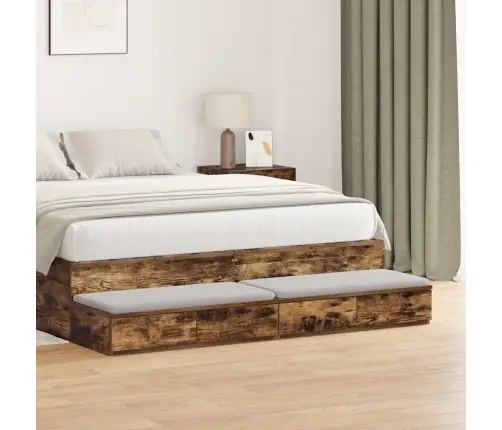 Gultas Atvilktnes Dūmota Ozolkoka 160X36,5X16,5 Cm Inženierijas Koks Vidaxl