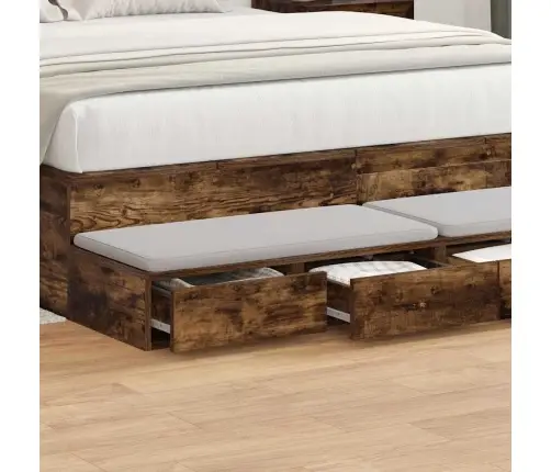 Gultas Atvilktnes Dūmota Ozolkoka 160X36,5X16,5 Cm Inženierijas Koks Vidaxl