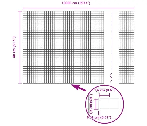 Metināts Siets 0.8X100 M Cinkots Tērauds Vidaxl
