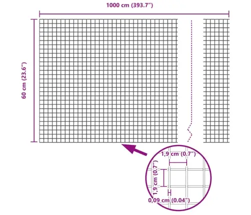 Metināta Stieple Pelēka 0.6 X 10 M Tērauds Vidaxl