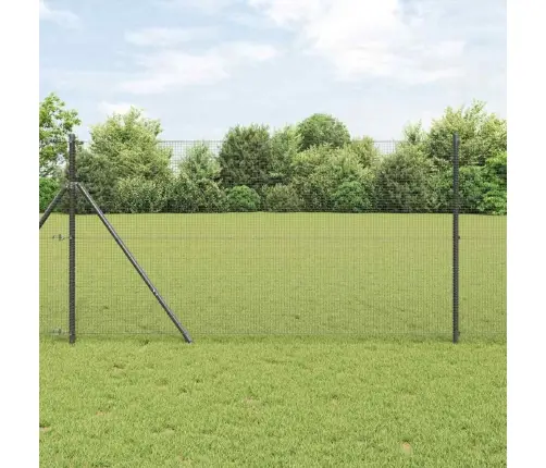 Metināts Stieples Žogs Pelēks, 1.4X10 M, Tērauds Vidaxl