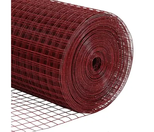 Metinātā Stieņu Žogs Sarkans 1.5X25 M, Tērauds Vidaxl