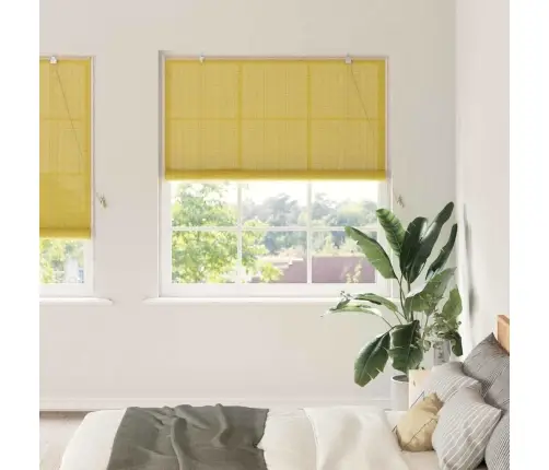 Logu Žalūzijas Un Aizsegi Dzeltena 140 X 220 Cm Bambuss Vidaxl