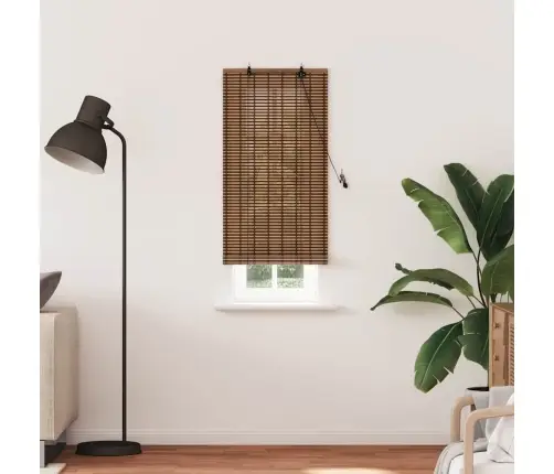 Logu Žalūzija Ar Aizkariem Brūna 60 X 220 Cm Bambuss Vidaxl