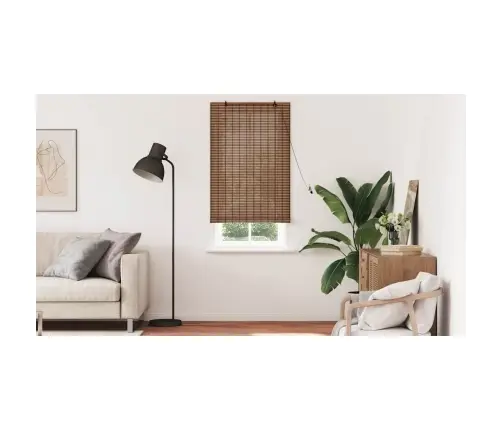 Logu Žalūzija Ar Aizkariem Brūna 80 X 220 Cm Bambuss Vidaxl