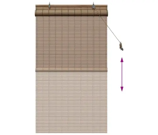 Logu Žalūzija Ar Aizkariem Brūna 90 X 160 Cm Bambuss Vidaxl