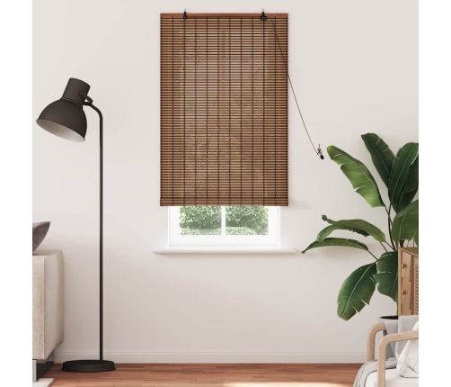 Logu Žalūzija Ar Aizkariem Brūna 90 X 220 Cm Bambuss Vidaxl