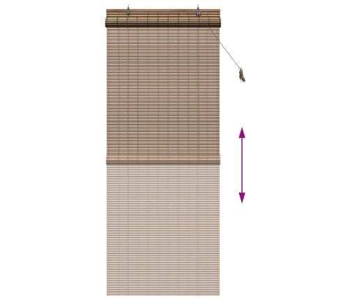 Logu Žalūzija Ar Aizkariem Brūna 90 X 220 Cm Bambuss Vidaxl