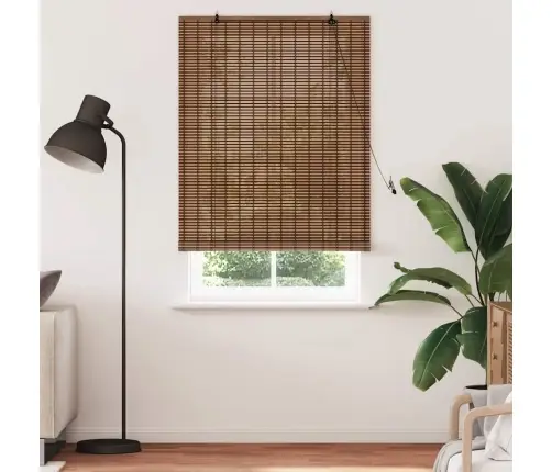 Logu Žalūzija Ar Aizkariem Brūna 100 X 220 Cm Bambuss Vidaxl