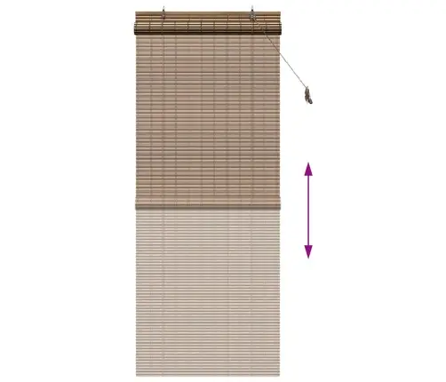 Logu Žalūzija Ar Aizkariem Brūna 100 X 220 Cm Bambuss Vidaxl
