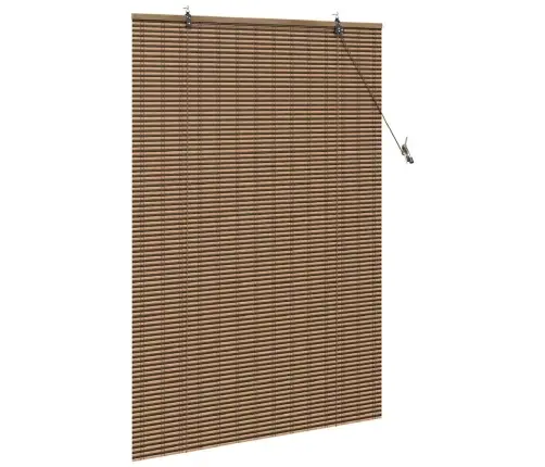 Logu Žalūzija Ar Aizkariem Brūna 110 X 160 Cm Bambuss Vidaxl