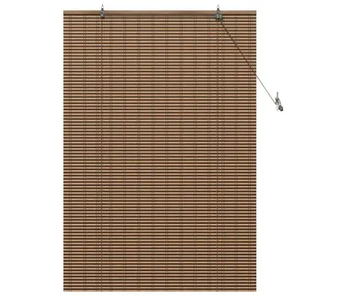 Logu Žalūzija Ar Aizkariem Brūna 110 X 160 Cm Bambuss Vidaxl
