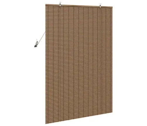 Logu Žalūzija Ar Aizkariem Brūna 120 X 160 Cm Bambuss Vidaxl