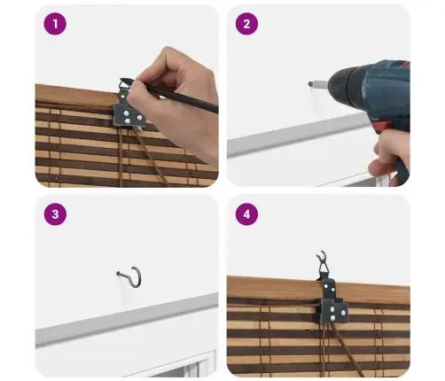 Logu Žalūzija Ar Aizkariem Brūna 140 X 220 Cm Bambuss Vidaxl