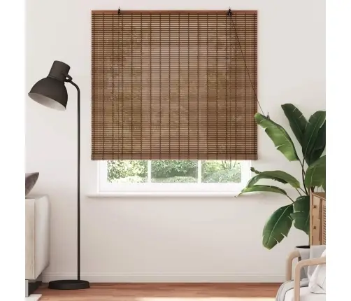 Logu Žalūzija Ar Aizkariem Brūna 140 X 220 Cm Bambuss Vidaxl