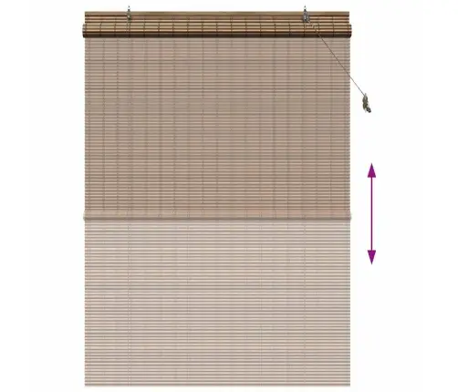 Logu Žalūzija Ar Aizkariem Brūna 140 X 220 Cm Bambuss Vidaxl