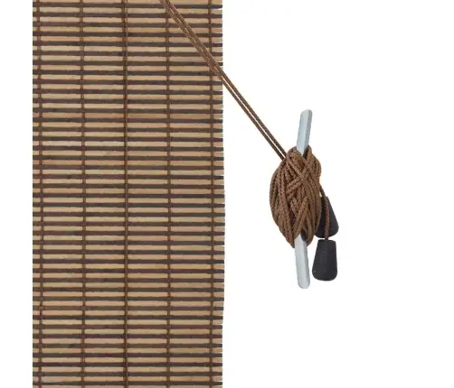 Logu Žalūzija Ar Aizkariem Brūna 150 X 160 Cm Bambuss Vidaxl