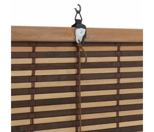 Logu Žalūzija Ar Aizkariem Brūna 150 X 160 Cm Bambuss Vidaxl