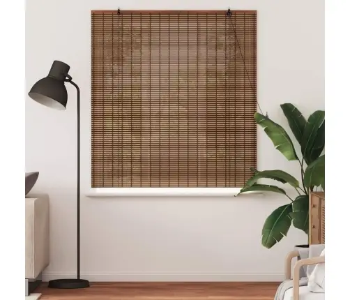 Logu Žalūzija Ar Aizkariem Brūna 150 X 160 Cm Bambuss Vidaxl