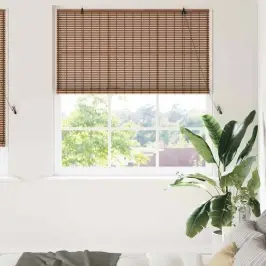 Logu Žalūzija Ģeometriskais Brūna 150 X 220 Cm Bambuss Vidaxl