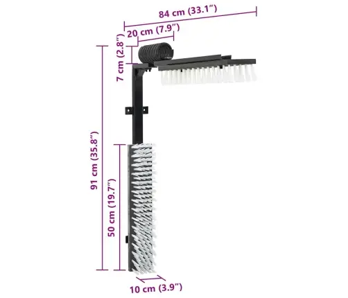 Lopkopības Birstes Melns Un Balts 84 X 10 X 91 Cm Vidaxl