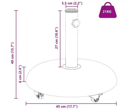 Ratiņu Parasola Pamatne 37/42/52/58Mm Rāmjiem Dzeltenā Betonā Vidaxl