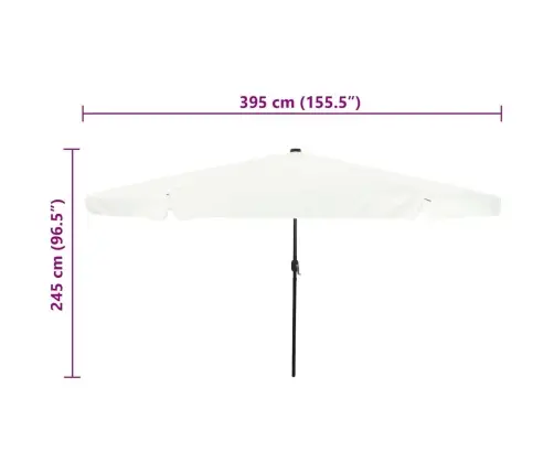 Dārza Saules Parasol Ar Led Gaismām 395 X 245 Cm Smilšu Baltā Vidaxl