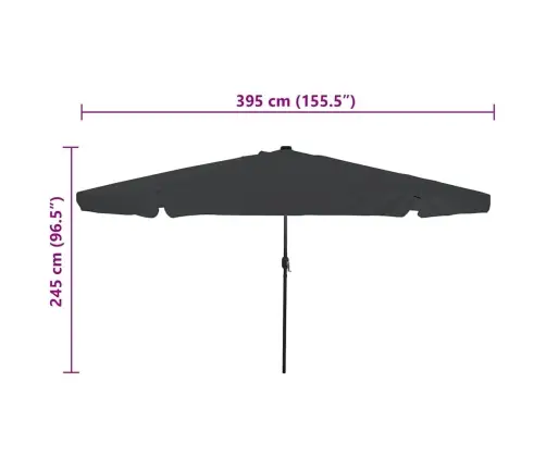 Dārza Saules Parasol Ar Led Gaismām Ø395 X 245 Cm, Antracīts Vidaxl
