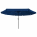 Dārza Saules Parasol Ar Led Gaismām Ø395 X 245 Cm Zils Vidaxl