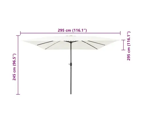 Kvadrātveida Dārza Parasol 295 X 245 Cm Smilšu Baltā Vidaxl