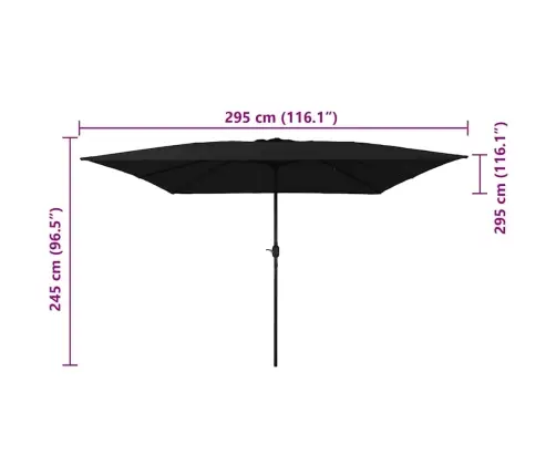 Kvadrāts Dārza Parasol 295 X 245 Cm Melns Vidaxl