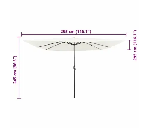 Kvadrātveida Dārza Parasol Ar Led Gaismiņām 295 X 245 Cm Smilšu Baltā Vidaxl
