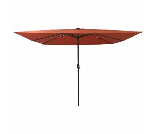 Kvadrāta Dārza Saules Sargs Ar Led Gaismām 295 X 245 Cm, Terra Koks Vidaxl