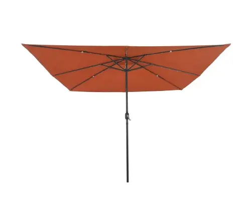 Kvadrāta Dārza Saules Sargs Ar Led Gaismām 295 X 245 Cm, Terra Koks Vidaxl