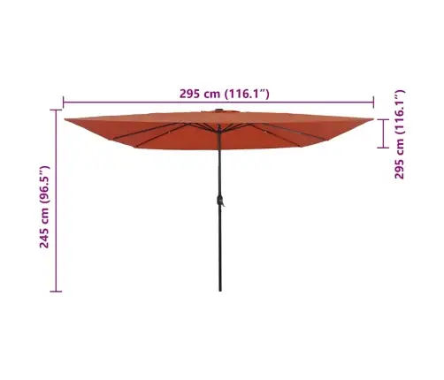 Kvadrāta Dārza Saules Sargs Ar Led Gaismām 295 X 245 Cm, Terra Koks Vidaxl