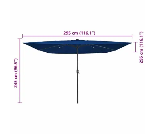 Sodo Skėtis Azurblau 295 X 295 X 245 Cm Poliesteris Ir Plienas