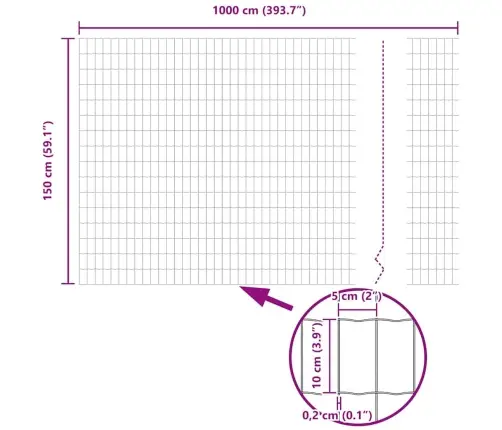 Euroopa Aed Roheline 1,5 X 10 M Pvc-Kaetud Raud