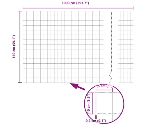 Eiro Žogs Zaļš 1.5X10 M Tērauds Vidaxl